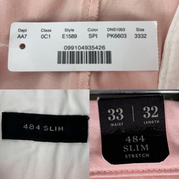 J Crew 484 Slim-Fit Stretch Chino Pant 33 x 32 Pale Pink New - Picture 7 of 11
